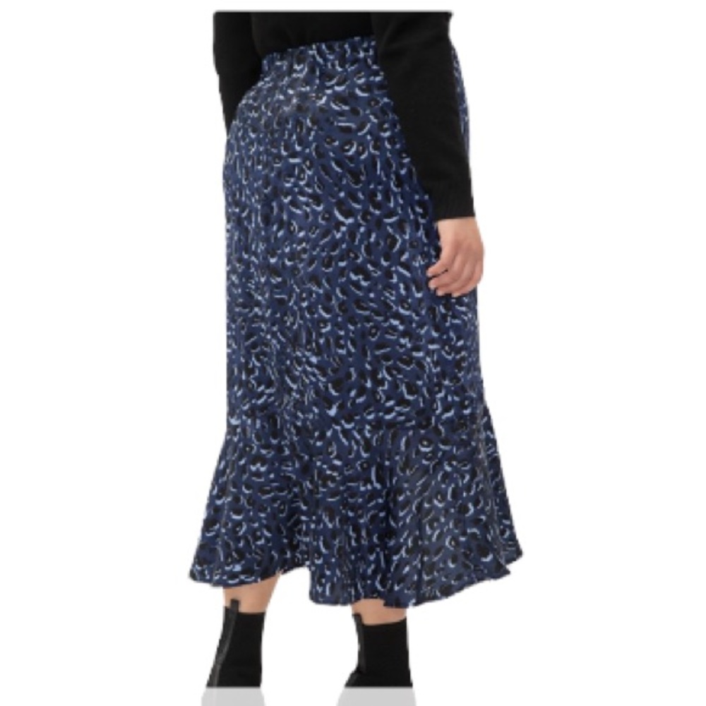 Eloquii Blue Animal Print Asymmetrical Faux Wrap Skirt Size 28 NWT - Picture 3 of 12